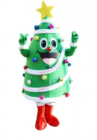 promotion Merry Christmas Tree mascot costume with big yellow star and colorful balls newest holiday carnival fancy dress 2464