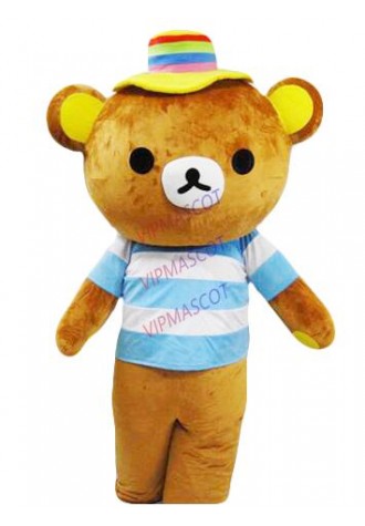 New Style Hat Janpan Rilakkuma bear Mascot Costumes Adult Size bear cartoon costume high quality Halloween Party free shipping
