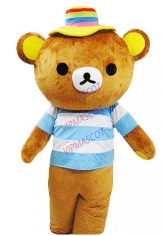New Style Hat Janpan Rilakkuma bear Mascot Costumes Adult Size bear cartoon costume high quality Halloween Party free shipping