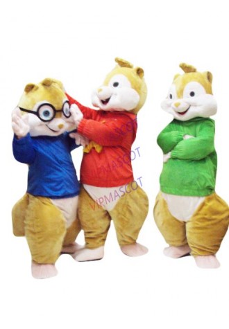 Alvin and the Chipmunks Mascot Costume Chipmunks Cospaly cute Cartoon Character adult costume Hot sale Christmas Party Suit