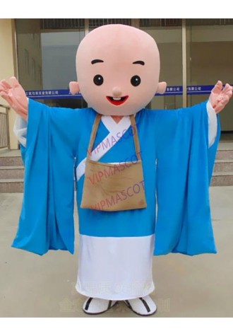 Childish Buddhist Monk Mascot Costume Cartoon Mascot Costume Adult Round Head Halloween Cosplay Party Costume Free Shipping