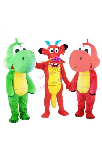 Red Dragon Green Dragon Dinosaur Mascot Costume Fancy Costume Cosplay Mascotte for Adults Gift for Halloween Carnival Party