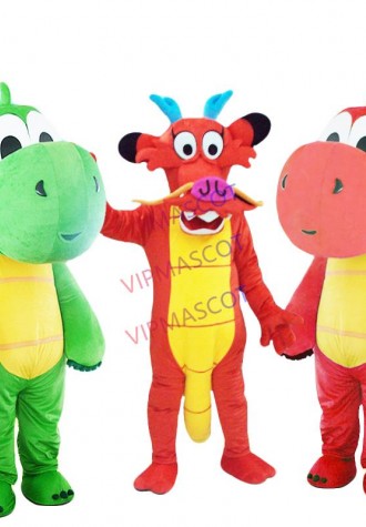 Red Dragon Green Dragon Dinosaur Mascot Costume Fancy Costume Cosplay Mascotte for Adults Gift for Halloween Carnival Party