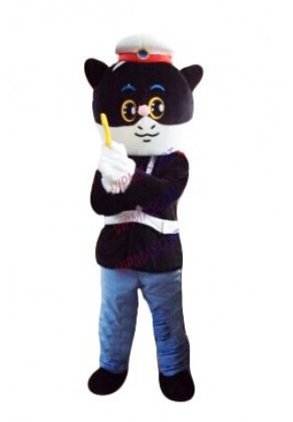 Cat Mascot Costume Adult Size Fancy Black Police Cat Mascot Costume Fancy Dress Christmas Cosplay for Halloween party event
