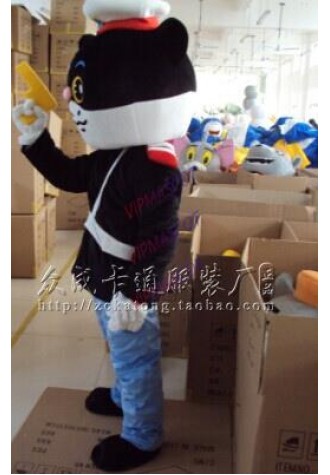 Cat Mascot Costume Adult Size Fancy Black Police Cat Mascot Costume Fancy Dress Christmas Cosplay for Halloween party event