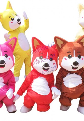 Dog Mascot Costume Pure Color Fancy Outfit Colorful Dog Dress Adult Size Little Colorful Dog