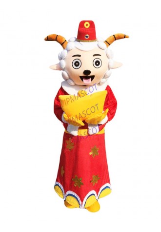 Happy sheep Mascot Costume Cartoon Apparel Masquerade Birthday Party Cosplay Mascot Fancy Dress Outfit Halloween Cosplay Costume