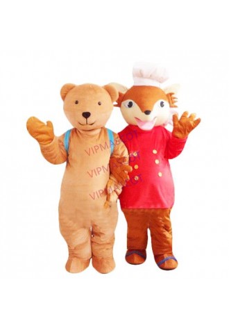 New Adult Foam Cute Cooker Fox Party Mascot Costume Christmas Fancy Dress Halloween bear Mascot Costume Free Ship