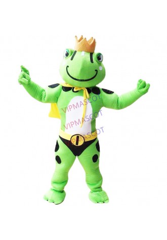 Hot Sale Frog Mascot Costume Cartoon Animal Frog Prince Cosplay Mascot Costumes for Halloween Birthday Party Funning Dress
