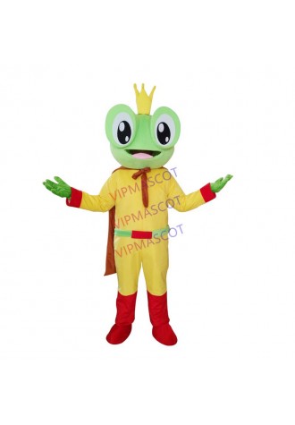 Hot Sale Frog Mascot Costume Cartoon Animal Frog Prince Cosplay Mascot Costumes for Halloween Birthday Party Funning Dress