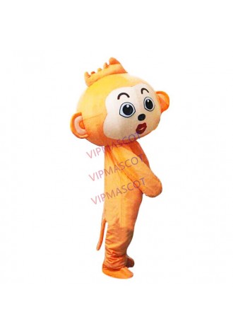 Naughty Orange and Brown Monkey Mascot Costume Fancy Mascotte Cartoon Appearl Halloween Birthday Cosplay Outfit