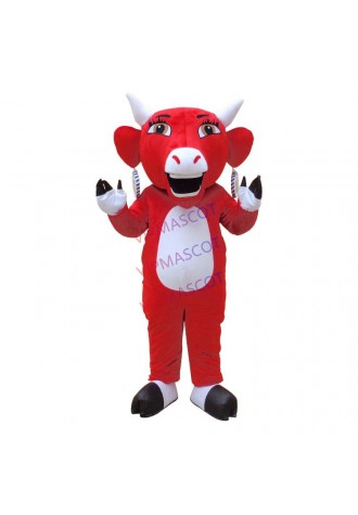 Smart Buffalo Bovini Bison Wild Ox Bos Gaurus Bull Ox Cattle Calf Mascot Costume with White Sharp Horns Fancy Dress for Party
