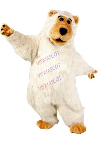 mascot White Fur Boris Bear Mascot Costume Stage Advertising Costume Mascotte Mascota Outfit Suit Fancy Dress EMS FREE SHIP