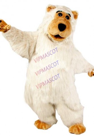 mascot White Fur Boris Bear Mascot Costume Stage Advertising Costume Mascotte Mascota Outfit Suit Fancy Dress EMS FREE SHIP