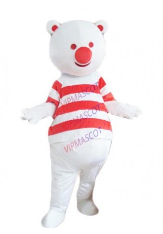cosplay costumes SpotSound bear mascot snowman with red and white striped t-shirt