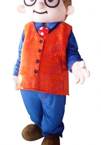 New arrival Cartoon Character Adult cute glass boy Mascot Fancy Dress party Costume adult size