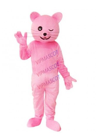 Hot selling Cute Adult cartoon character lovely pink cat Mascot Costume fancy dress party costumes