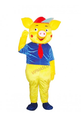 Hot sale Cute Cartoon Character Adult cute yellow little pig mascot Costume fancy dress party costume adult size