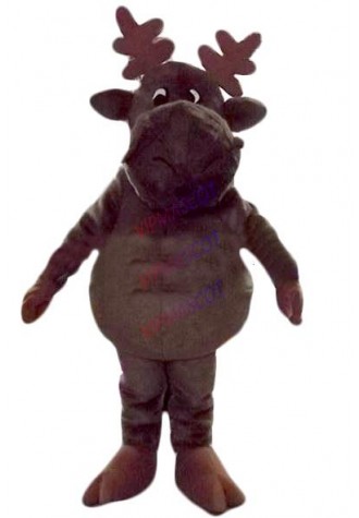 Hot sale Foam Cartoon Character Adult lovely brown fat deer Mascot Costume fancy dress Halloween party costume