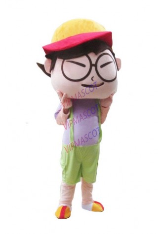 Hot sale Foam Cartoon Character Adult cute glass boy Mascot Costume fancy dress party costume