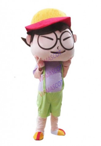 Hot sale Foam Cartoon Character Adult cute glass boy Mascot Costume fancy dress party costume