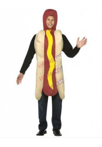 Hot selling Cute Adult cute HOT DOG Wiener in a Bun Costume Mascot HotDog Suit Food Adult Fancy Dress Cartoon Outfit Suit