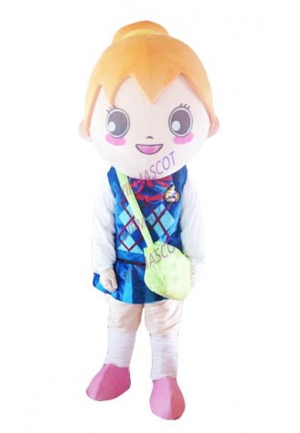Hot sale! pink mascot costumes Ah cloth pierced the little girl for sale anime carnival costume Halloween Dress kids party