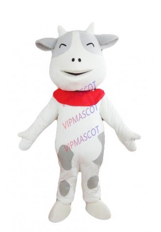 The lovely cow mascot costume adult size white belly dog black spots cow mascot costume Holiday special clothing