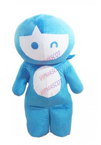 Latest high quality Blue Round Head Doll Plush  Mascot Costume Party Halloween Carnival Mascot Costume Holiday special clothing