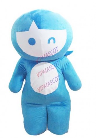 Latest high quality Blue Round Head Doll Plush  Mascot Costume Party Halloween Carnival Mascot Costume Holiday special clothing