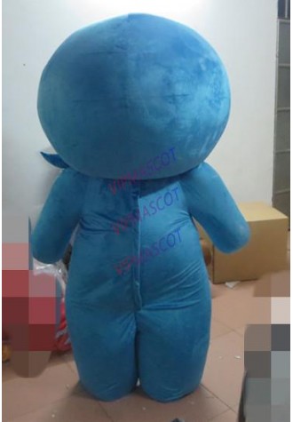 Latest high quality Blue Round Head Doll Plush  Mascot Costume Party Halloween Carnival Mascot Costume Holiday special clothing