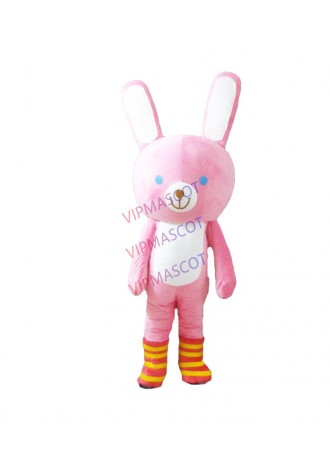 Latest high quality Hot sale lovely Happy pink rabbit Mascot Costume fancy dress Halloween party  Holiday special clothing