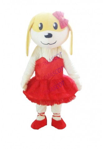 100% in-kind shooting female dog dressing a red ballet skirt mascot costume dog mascot for adults