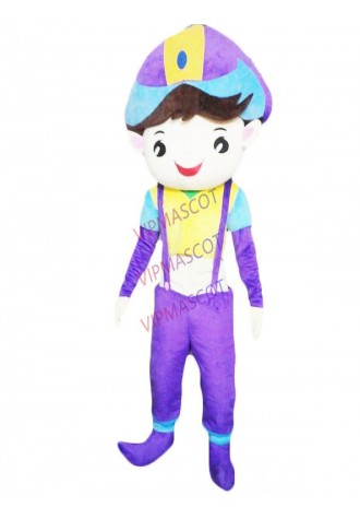 Factory Direct purple strap smart boy Fancy Dress Mascot Costume