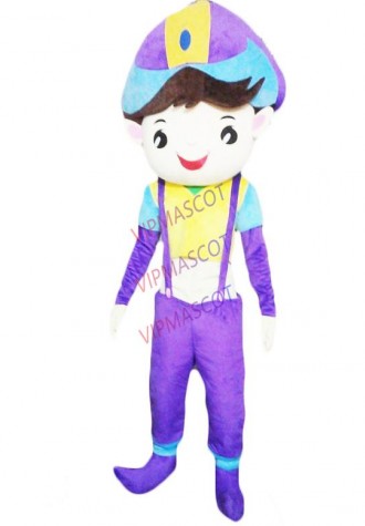 Factory Direct purple strap smart boy Fancy Dress Mascot Costume