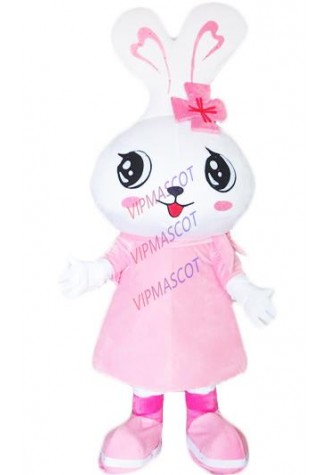 garment  Big head pink rabbit Mascot Costumes cartoon doll animals for Halloween party event