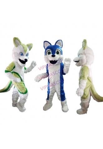 Long-haired Dog Husky Wolf Fox Mascot Costumes Cosplay Theme Mascotte Carnival Costume for Adults Christmas Halloween Outfit