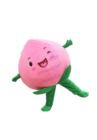 Fruit Pink Peach Mascot Costume Suit Free Size Peach Cartoon Charactor Mascot Costumes Fancy Dress Party Outfit Can Add Logo