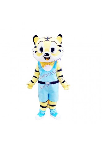 Yellow Sports Tigger Mascot Costume With Blue Cloths for Halloween Purim Party Costume Fancy Dress