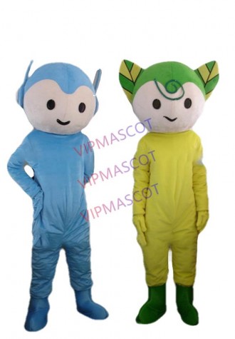 mascot 2pcs Extraterrestrial Alien Mascot Costume Blue and Yellow Extraterrestrial Mascotte Outfit Suit EMS FREE SHIPPING