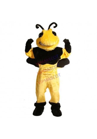 mascot Plush Material Power Hornet Mascot Costume with Helmet Adult Size Mascotte Outfit Suit Carnival Party Costumes