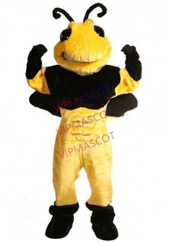 mascot Plush Material Power Hornet Mascot Costume with Helmet Adult Size Mascotte Outfit Suit Carnival Party Costumes