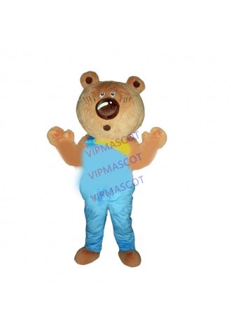Hot sale Cute Adult Cartoon Character cute blue bear Mascot Costume Hallooween party costume