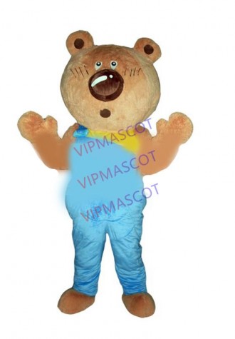 Hot sale Cute Adult Cartoon Character cute blue bear Mascot Costume Hallooween party costume