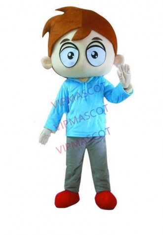 Hot sale Cartoon Character Adult cute big eyes boy Mascot Fancy Dress Halloween party Costume