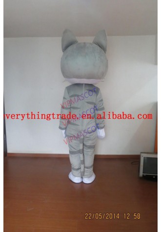 Hot sale Cute Cartoon Character Adult cute grey cat Mascot Costume fancy dress party costume