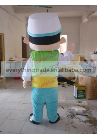 Hot sale Adult cute white hat boy mascot fancy dress suit costumes cartoon party costumes adult size
