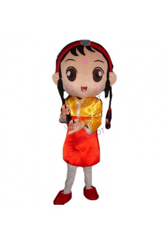 Hot sale Adult cute happy girl mascot fancy dress costumes Halloween cartoon party costumes