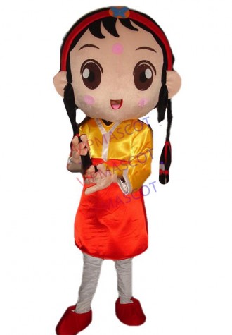 Hot sale Adult cute happy girl mascot fancy dress costumes Halloween cartoon party costumes