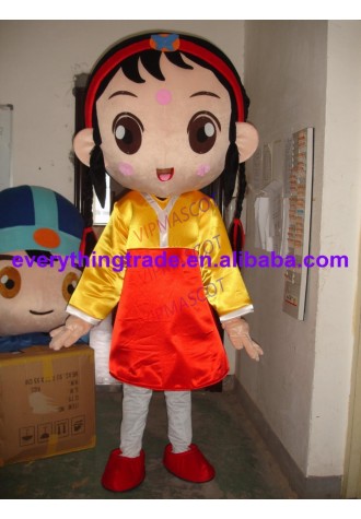 Hot sale Adult cute happy girl mascot fancy dress costumes Halloween cartoon party costumes